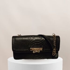 Liz Claiborne Faux Leather Vintage shoulder bag clutch Gold Chain 5 Lucky Charms